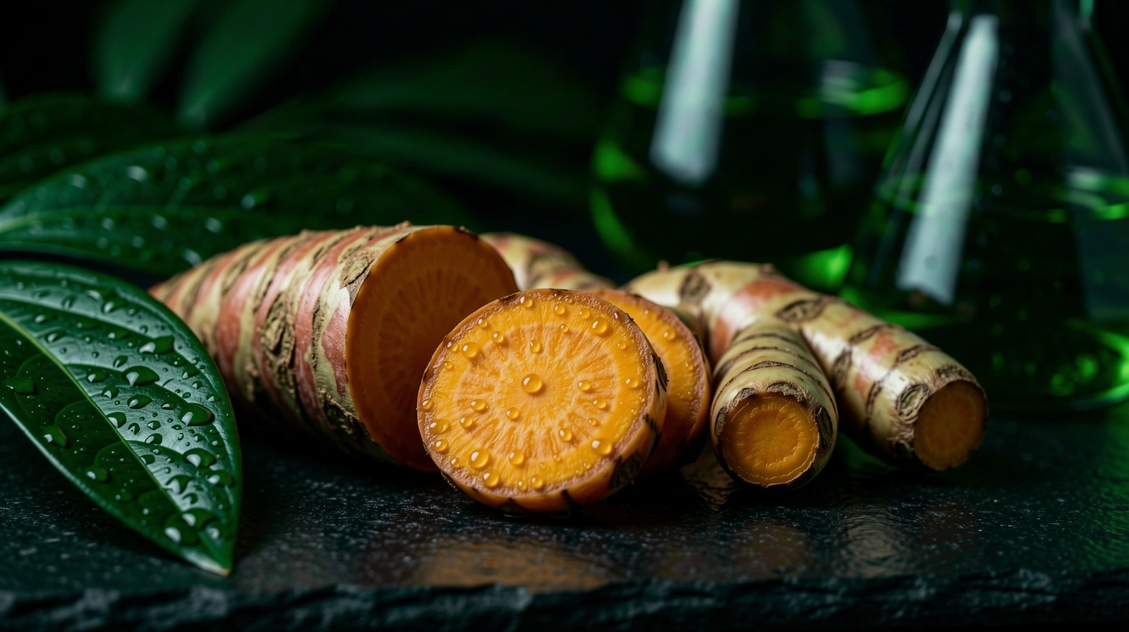 Vibrant tropical medicinal root macro photography